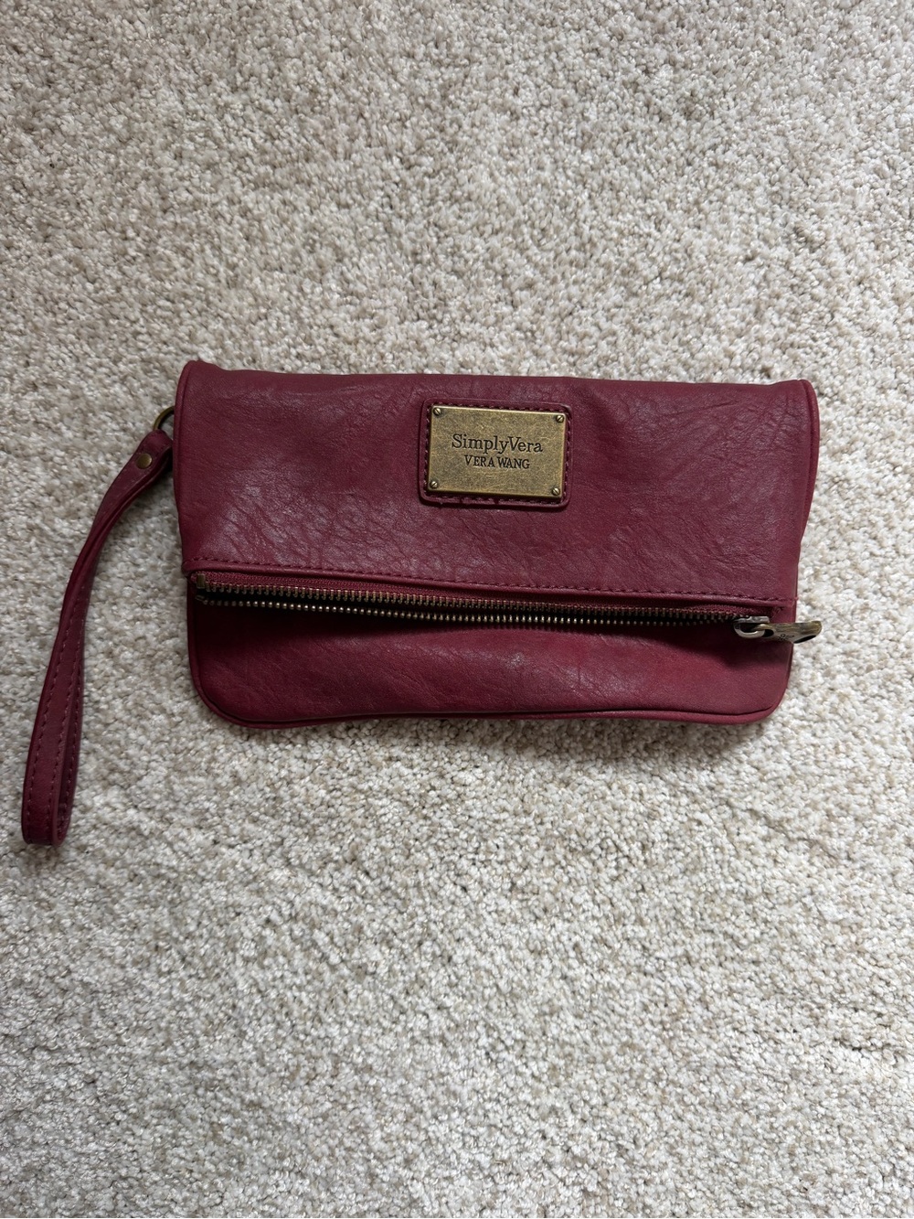 Simply Vera Vera Wang Red-Burgundy Foldover Wristlet Clutch